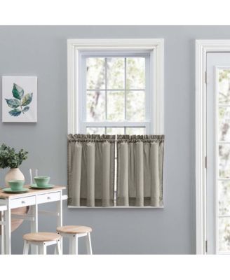 Ellis Stacey Solid Color Window 1.5" Rod Pocket High Quality Fabric Tailored Tier Pair 56"x30" Grey