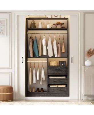 3FT Heavy Duty Closet System 3 Drawers, 2 Hanging Rods and Shelves 36'' Free Standing Closet Organizer