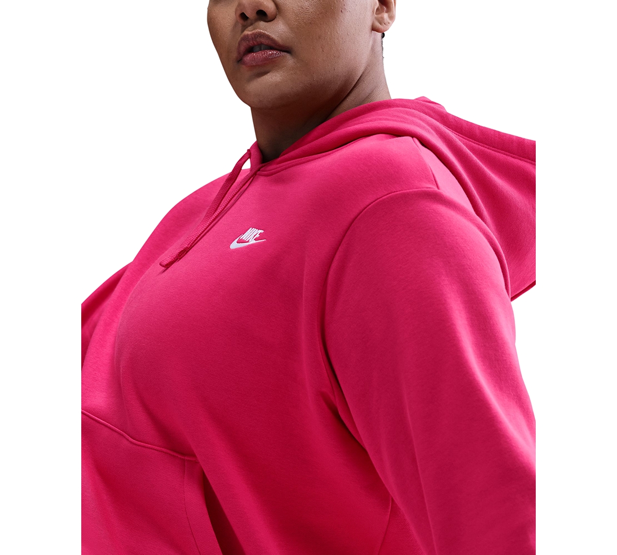 Nike Plus Size Active Sportswear Club Hooded Fleece Sweatshirt In Red