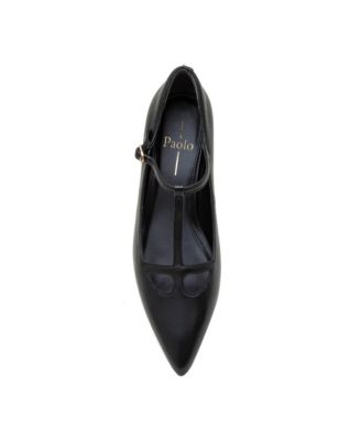 CELIA Women's Pointed toe T-Strap Kitten Heel Pump