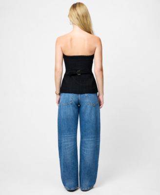 Women's Structured Tweed Strapless Top