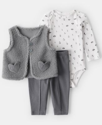 Carter's - Baby Girls 3-Piece Sleeveless Vest, Bodysuit and Pants Set