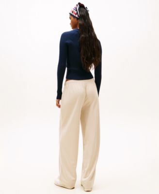 Women's Long-Sleeve Ribbed Collar Polo Top