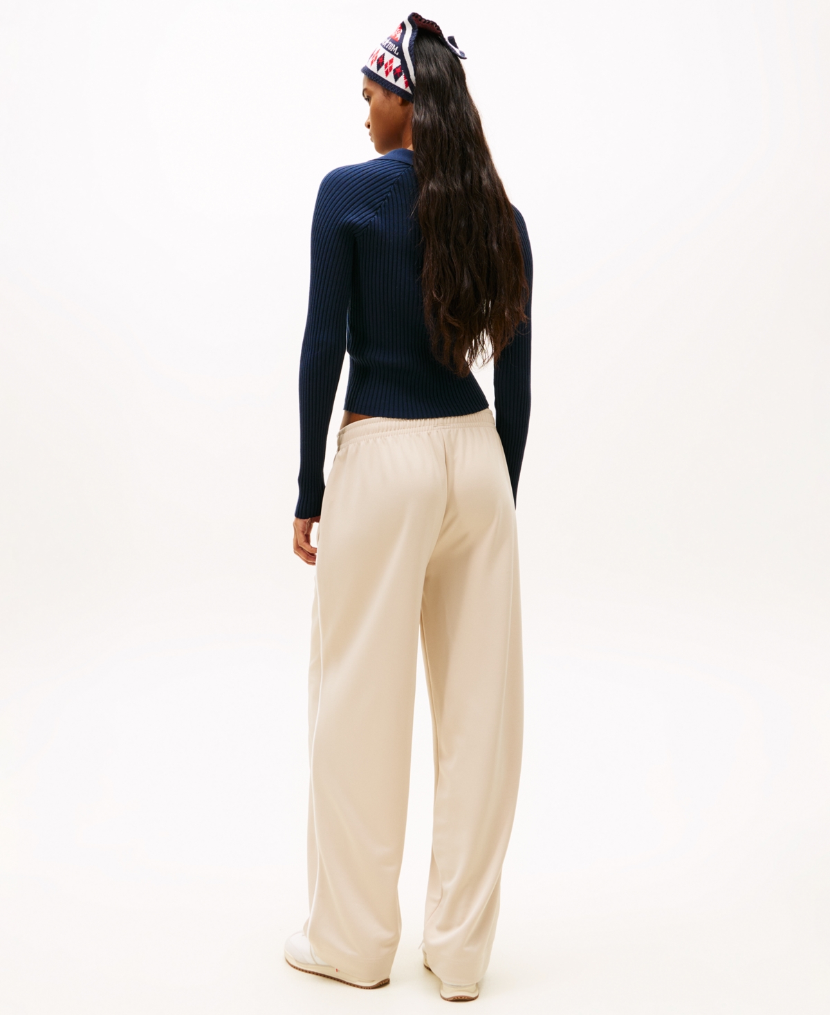 Tommy Jeans Women's Long-sleeve Ribbed Collar Polo Top In Blue