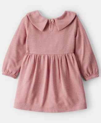 Baby Girls' Bow Collor Long-Sleeve Dress and Tights, 2-Piece Set