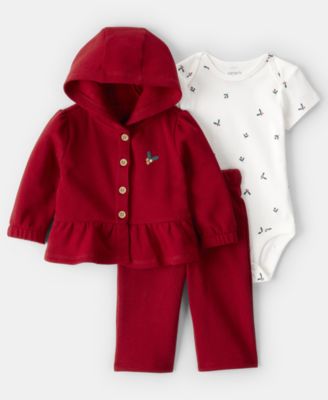 Carter's - Baby Girls 3-Piece Day Dream Fleece Cardigan, Bodysuit and Pants Set