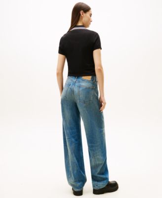 Women's Slim Badge Short-Sleeve Polo Top