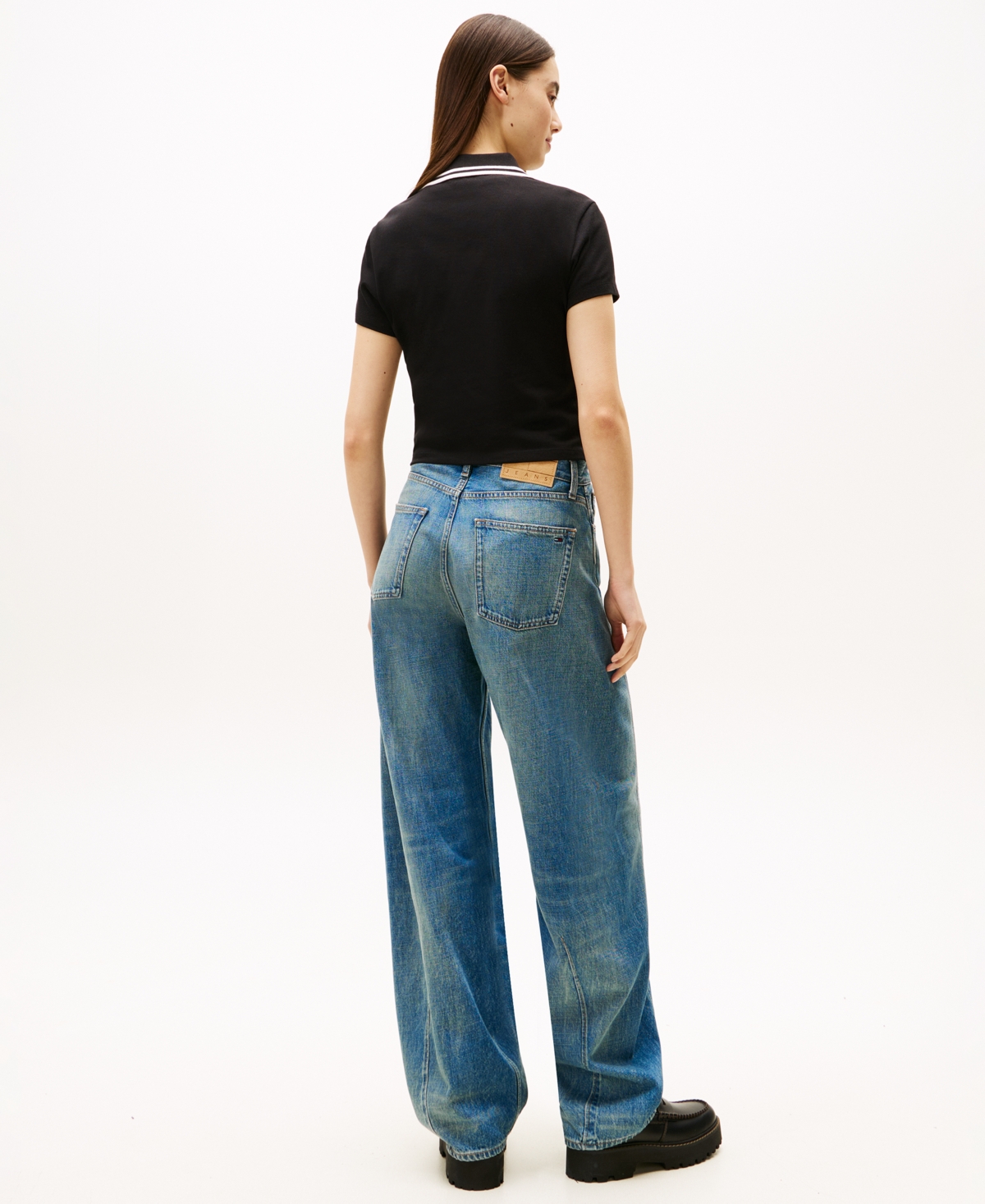 Tommy Jeans Women's Slim Badge Short-Sleeve Polo Top