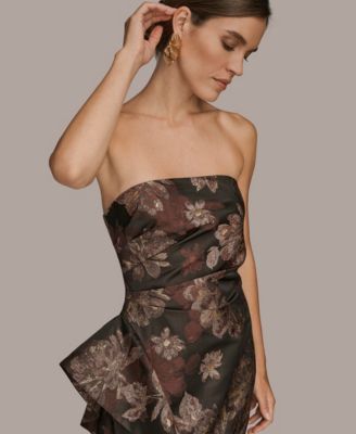 Women's Strapless Side Ruffle Dress