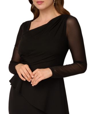 Petite Asymmetric Crepe Midi Dress