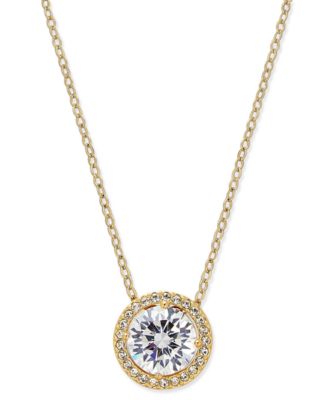 Silver-Tone Crystal Pendant Necklace