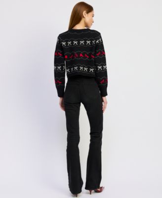 Women's Bow and Heels Knit Long-Sleeve Cardigan Sweater