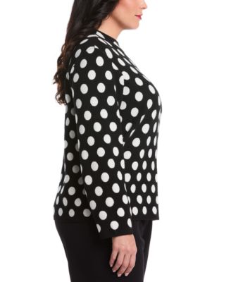 Women's Plus Size Dot Print Mock Neck Long Sleeve Sweater