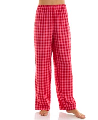 Women's Printed Open Leg Contrast Waistband Flannel Pants