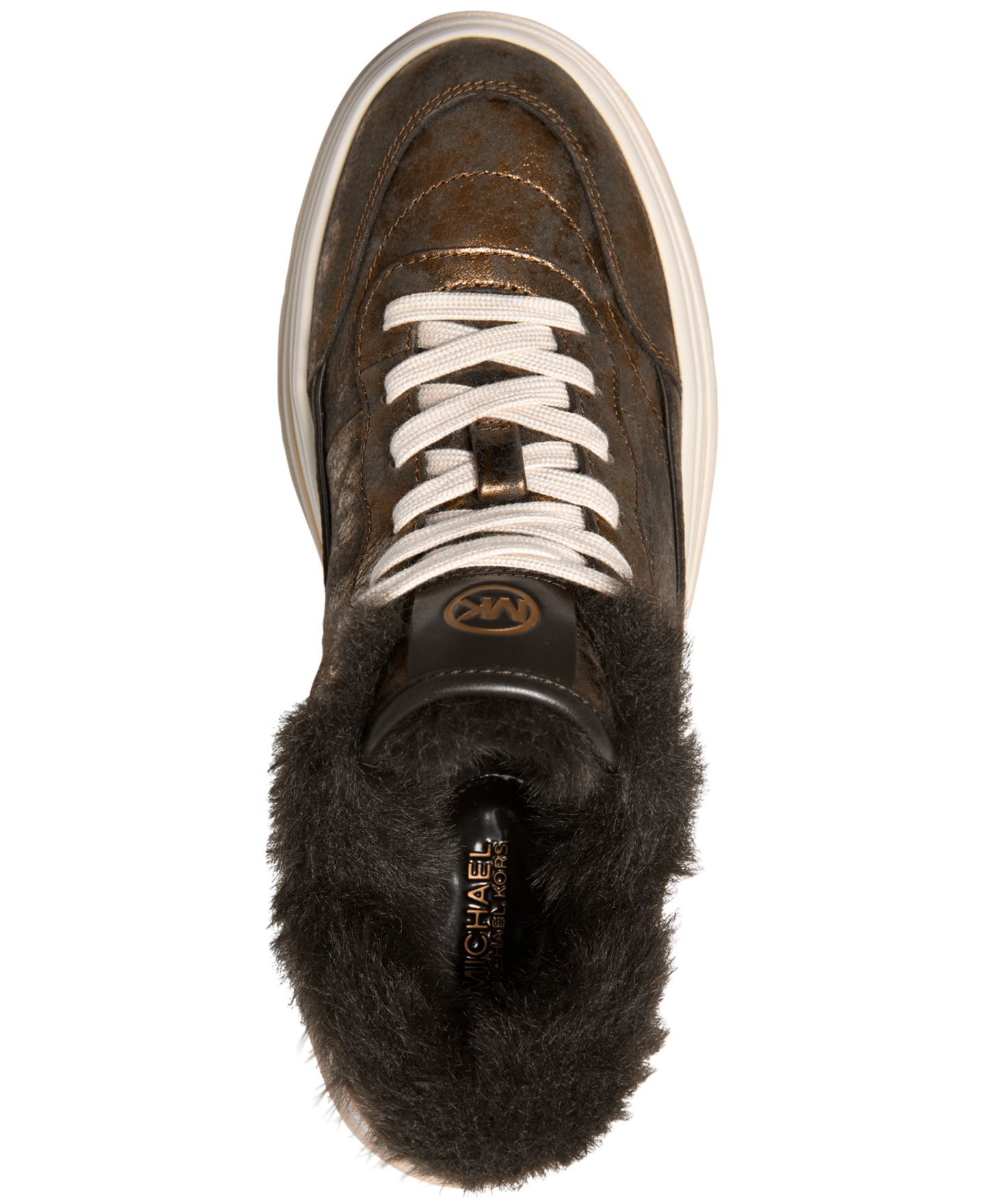 Женские кроссовки Michael Kors Hayes Lace-Up Platform, цвет: Бронзовый кожаный — фото 3