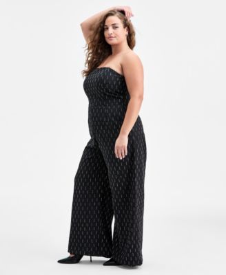 Trendy Plus Size Embellished Strapless Jumpsuit, Macy's Exclusive