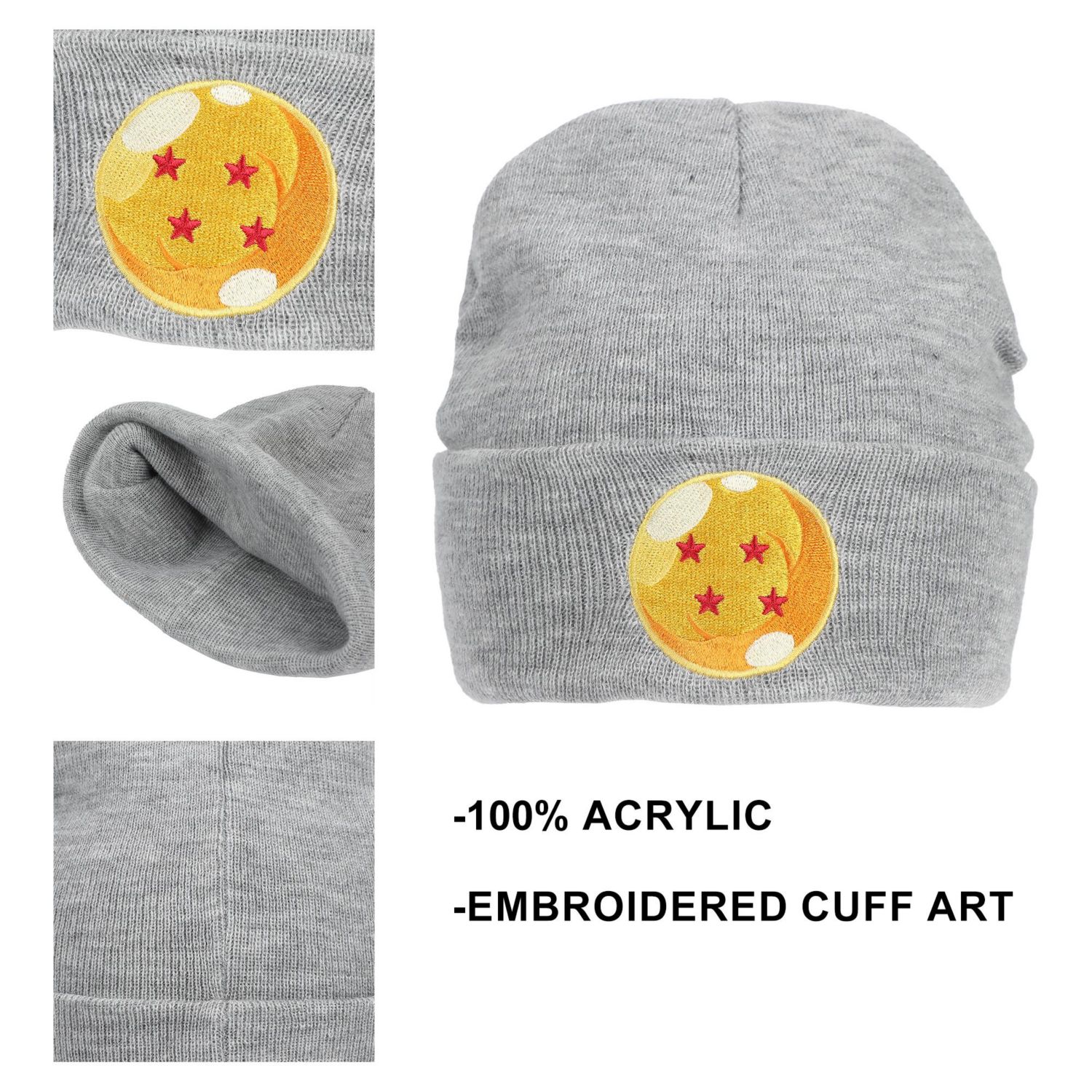 Men's 4 Star Dragonball Heather Acrylic Knit Cuff Beanie