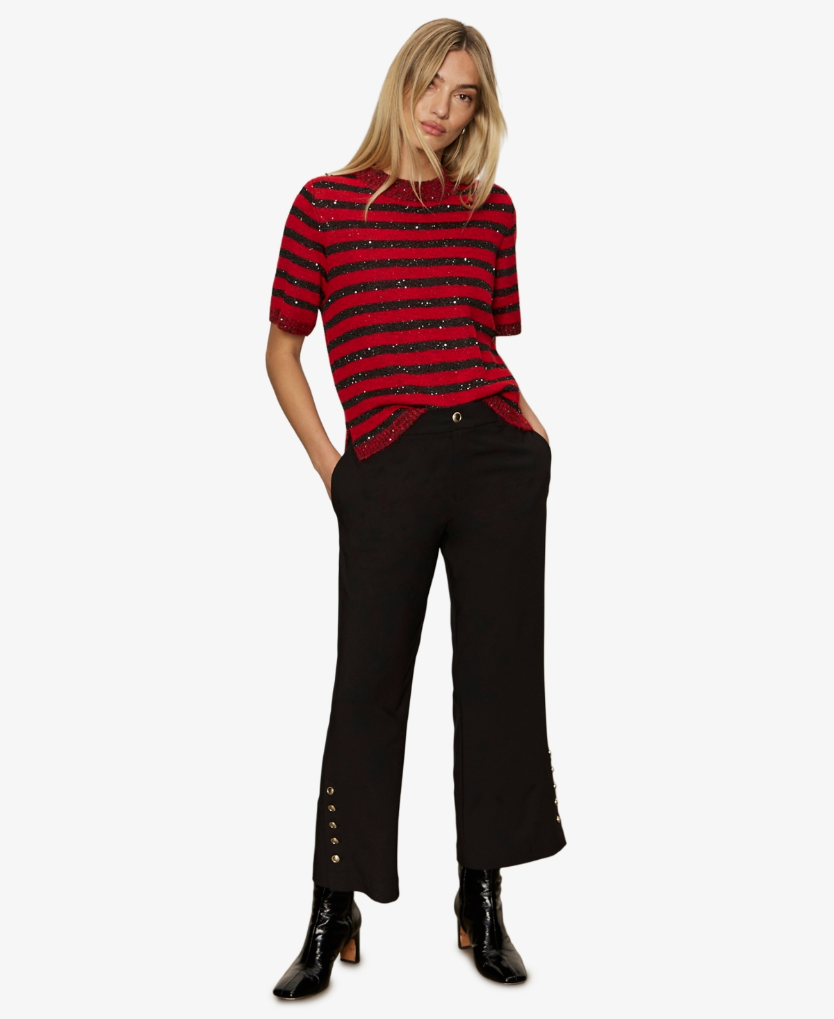 Sanctuary Women's Short-sleeve Shine Sweater T-shirt In Red