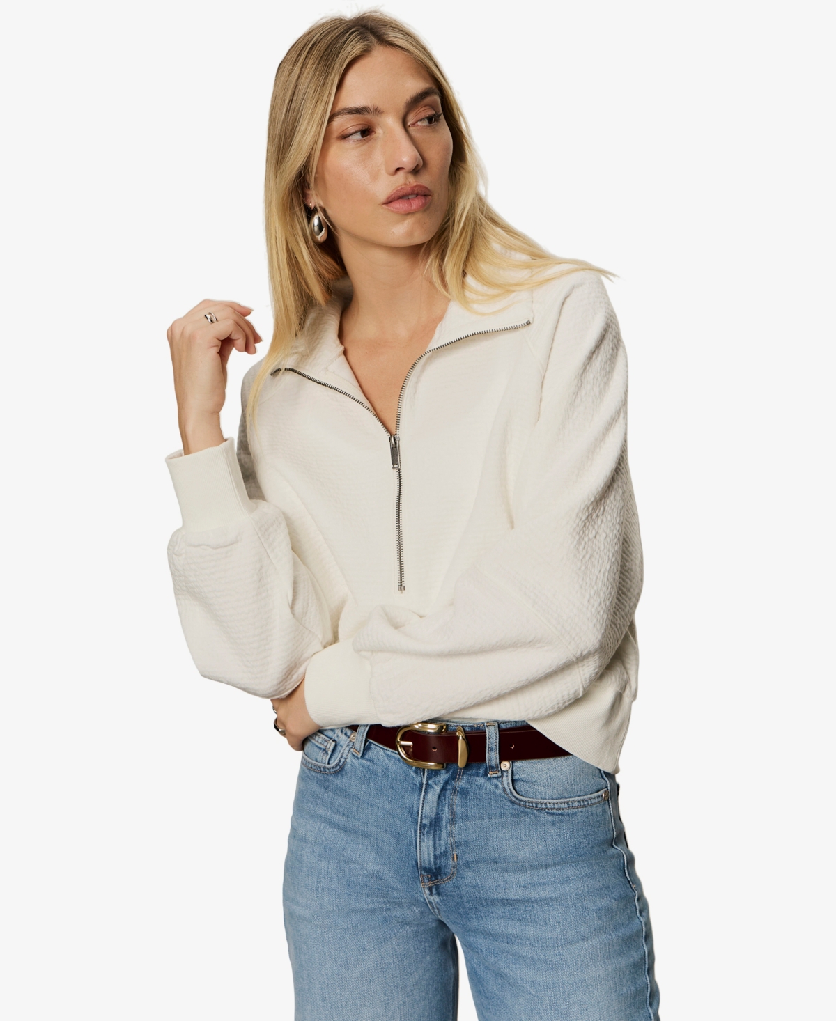 Sanctuary Women's Textured Zip-Up Popover Top
