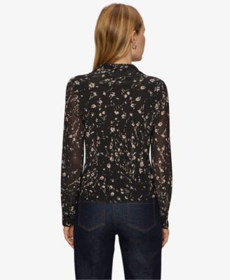 Women's Fitted Mesh Button Down Top