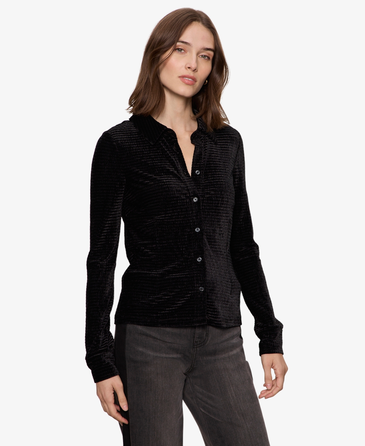 Sanctuary Women's Fitted Button Down Top In Black