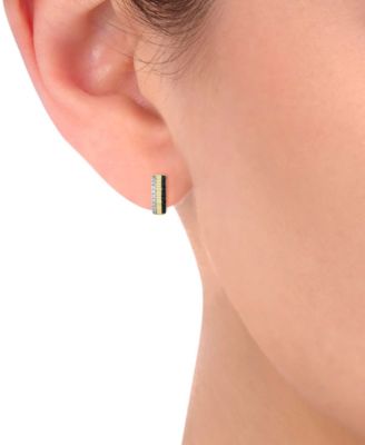 Diamond Hoop Earrings (1/3 ct. t.w.) in 10k Yellow Gold with White and Black Rhodium