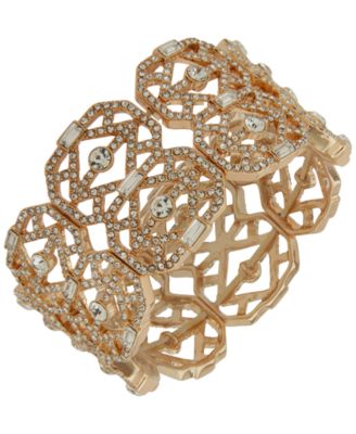 Karl Lagerfeld Paris Glass Crystal Stone Mosaic Pave Bangle Bracelet - Gold-Tone 19$