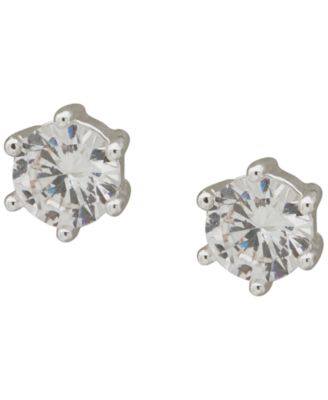 2-Pc. Cubic Zirconia Silver-Tone Round and Baguette Earrings Set