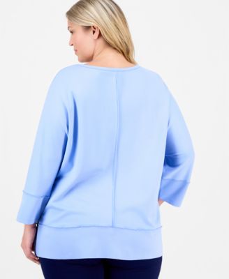 Plus Size Dolman-Sleeve Seamed Tunic