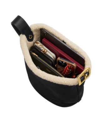 Bleecker Medium Shearling Trim Bucket Bag