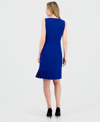 Women's Stretch-Crepe Pleat-Hem Sheath Dress