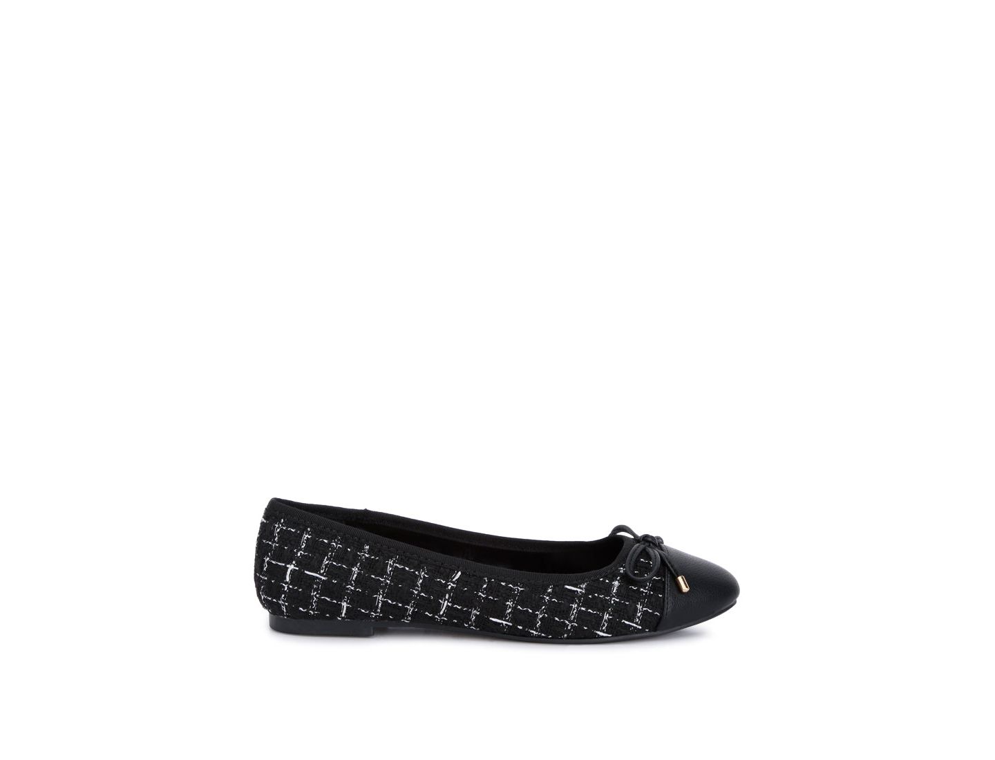 Женские балетки London Rag Junpey Plaid Tweed Ballet Flats, цвет: Чёрный — фото 6
