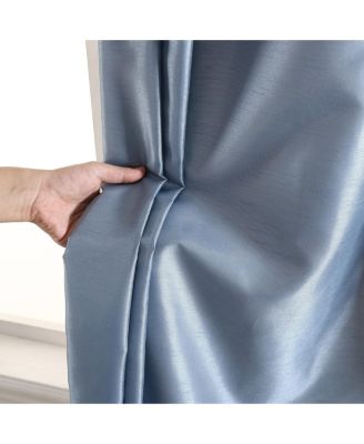 Jefferson Faux Silk Semi Sheer Light Filtering Microfiber Lined Grommet Lightweight Window Curtain Panels, Set of 2