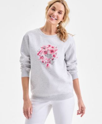 Style & Co - Women's Love Flowers Graphic Fleece Sweatshirt