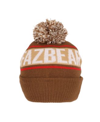 Men's Freddy Fazbear Fuzzy Jaquard And Freddy Embroidery Knit Cuff Beanie With Pom Cuff Beanie
