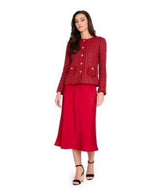 Petite Long-Sleeve Boucle Jacket