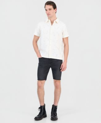 Men's Alden Clip Jacquard Short-Sleeve Woven Button-Front Shirt