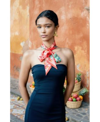 Silk Skinny Scarf Crossing Red