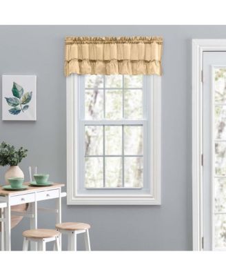 Ellis Stacey Solid Color Window 1.5" Rod Pocket High Quality Fabric Ruffled Filler Valance 54"x13" Almond