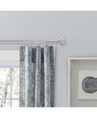 Lexington Leaf Pattern on Colored Ground Curtain Pair with Ties 56"x84" Blue