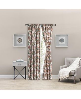 Wynette Lined 3" Rod Pocket Curtain Panel Pair with Tiebacks 100" x 84" Multicolor