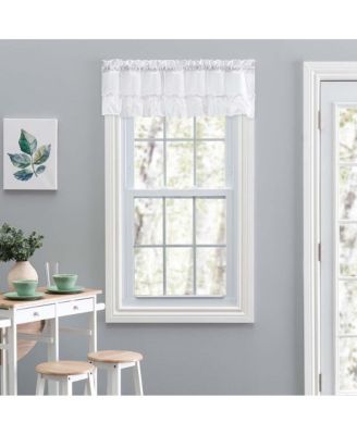 Ellis Stacey 1.5" Rod Pocket High Quality Fabric Solid Color Window Ruffled Filler Valance 54"x13" White