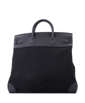  HAC 40 Handbag Toile and Black Togo with Palladium Hardware