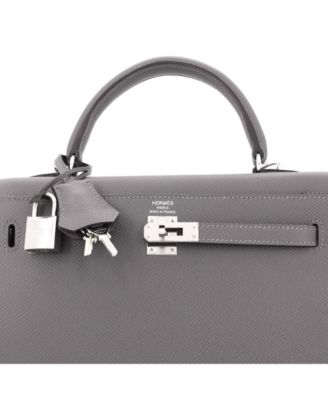 Kelly 25 Handbag Grey Epsom with Palladium Hardware