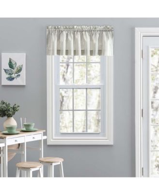 Plaza Classic Ticking Stripe Printed on 1.5" Rod Pocket Natural Ground Tailored Valance 58" x 15" Sage