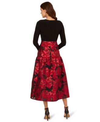 Women's Mixed-Media Tie-Waist Gown