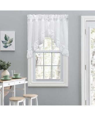Madelyn Ruflled Victorian 1.5" Rod Pocket Swag for Windows Lace Edge 82" x 38" White