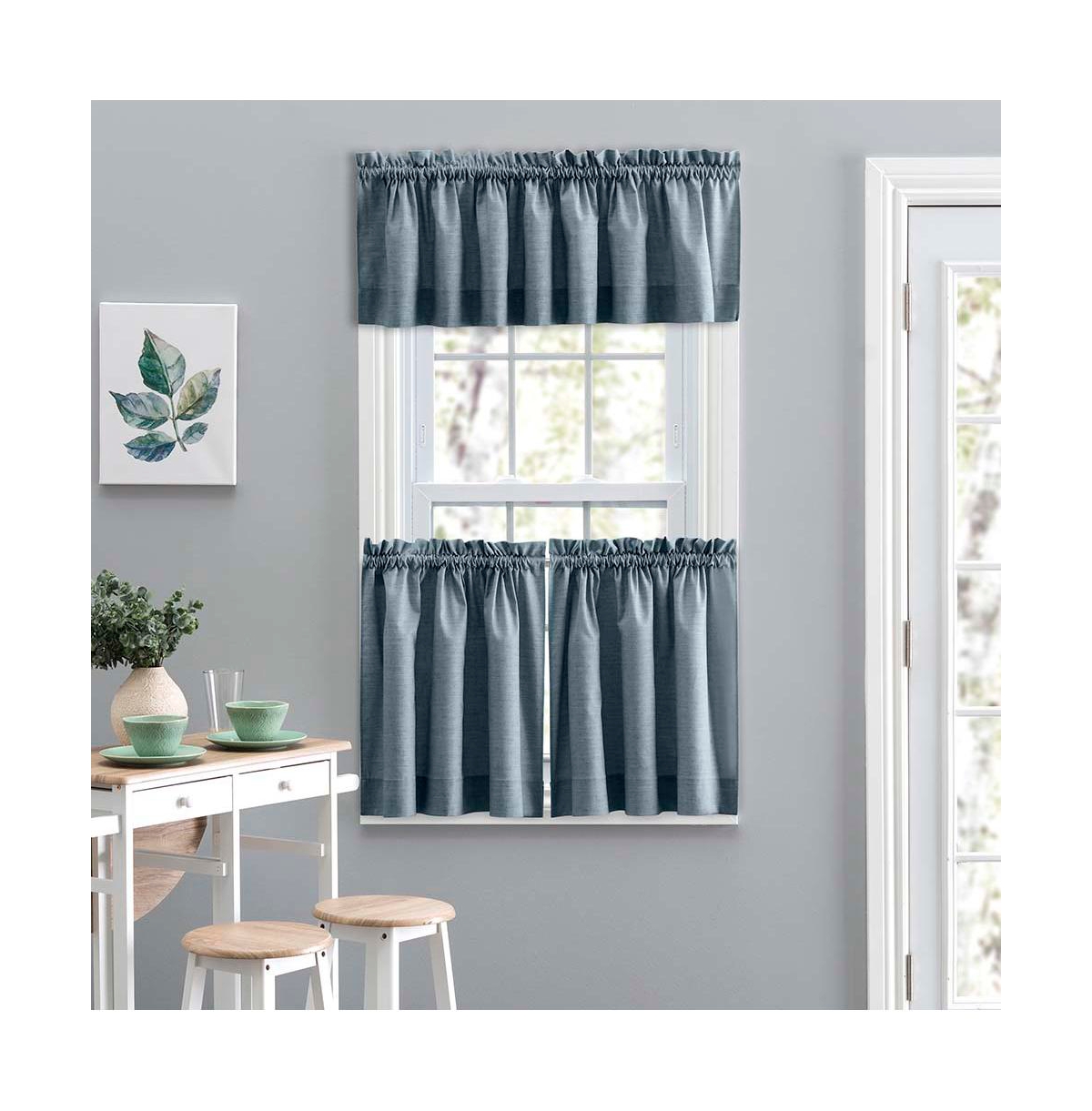 Ellis Lisa Solid Color Premium Poly Cotton Duck Fabric Tailored Tiers 56"x24" Dusty Blue