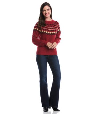 Petite Crew Neck Fair Isle Long Sleeve Sweater