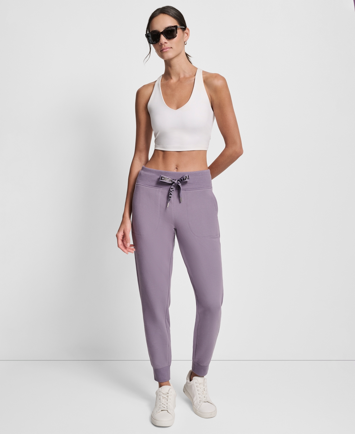 Dkny Sport Women's Logo-drawstring High-rise Joggers In Purple